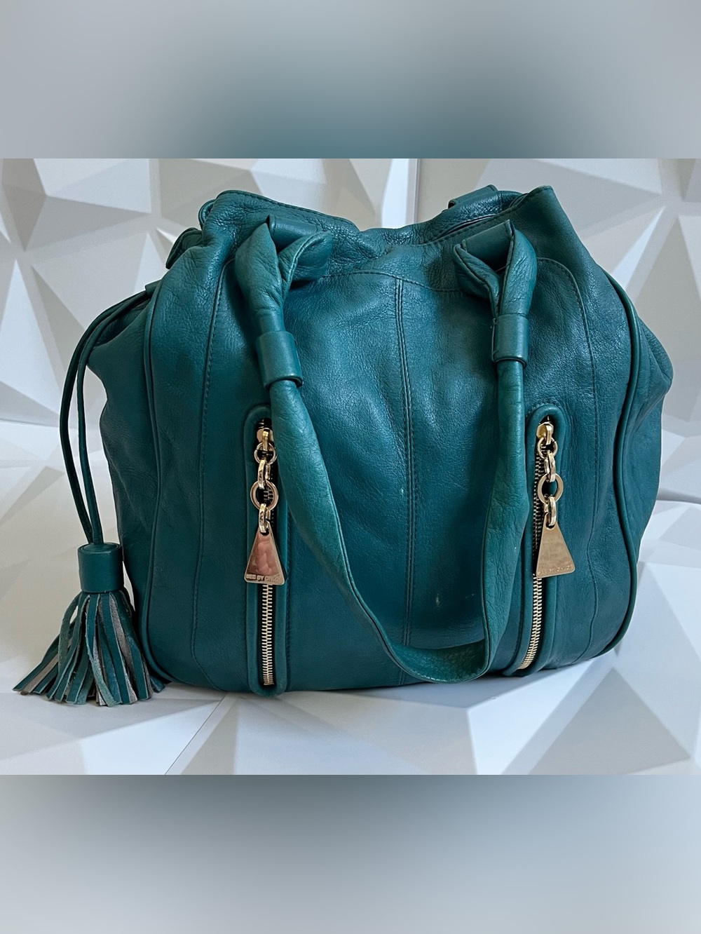 See By Chloé Vintage Teal Leather Shoulder Bag Y2K 2000s Slouchy Hobo Tassel